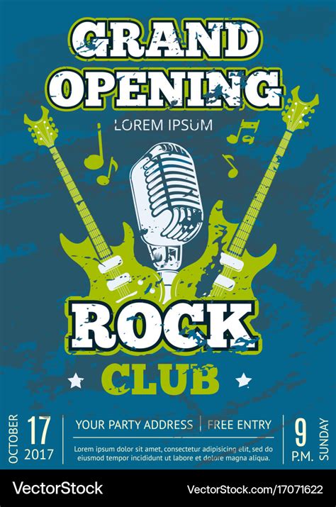 Rock music club poster with guitars Royalty Free Vector