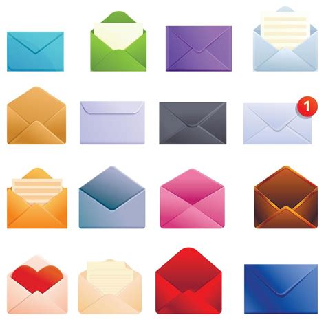 Envelope icons set, cartoon style 8966463 Vector Art at Vecteezy