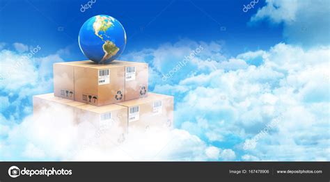 Globe on cardboard boxes Stock Photo by ©vectorfusionart 167478906