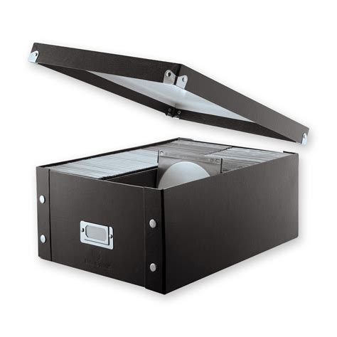 Black Double Wide CD Storage Box w/ Divider - Snap-N-Store - SNS01658