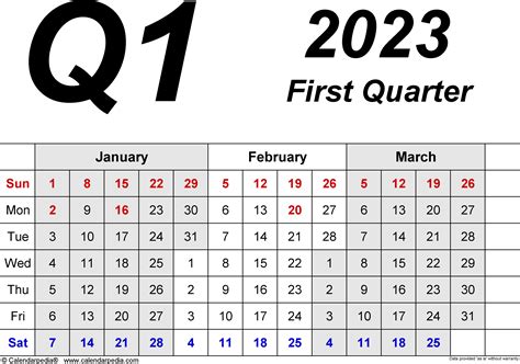 2023 Quarterly Calendar Printable