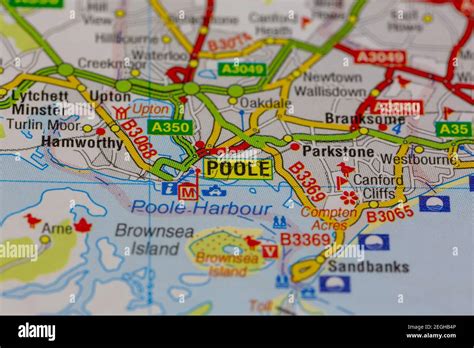 Poole and surrounding areas shown on a road map or geography map Stock ...