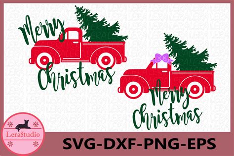 Red truck and Christmas Tree SVG, Merry Christmas, Truck Svg