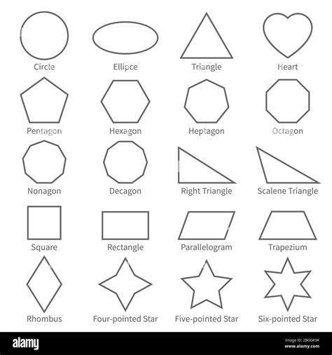 Basic geometric outline flat shapes. Educational geometry vector ...