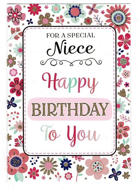 Niece Birthday Card 'For A Special Niece Happy Birthday To You' - With ...