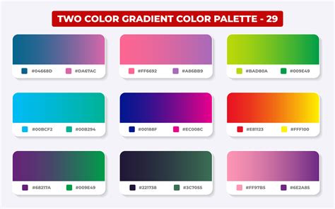 Gradient color palette with color codes in RGB or HEX, Catalog, Trendy ...