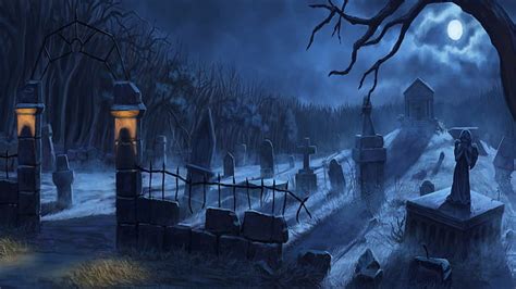 Dark, Cemetery, Fog, Graveyard, Night, HD wallpaper | Wallpaperbetter