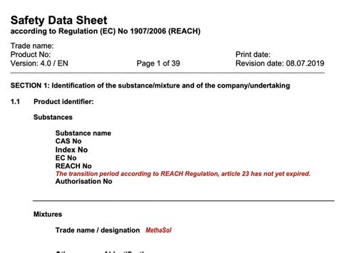 Safety Data Sheet Template | Excel Templates