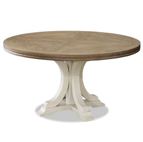 French Modern White Wood Pedestal Round Dining Table 58" | Zin Home