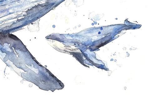 Whale Art Watercolor Print Art Print Children's Room | Etsy