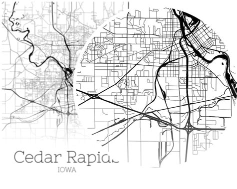 Cedar Rapids Map INSTANT DOWNLOAD Cedar Rapids Iowa City Map | Etsy