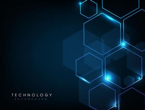 an abstract blue background with hexagonal shapes and glowing lights in ...