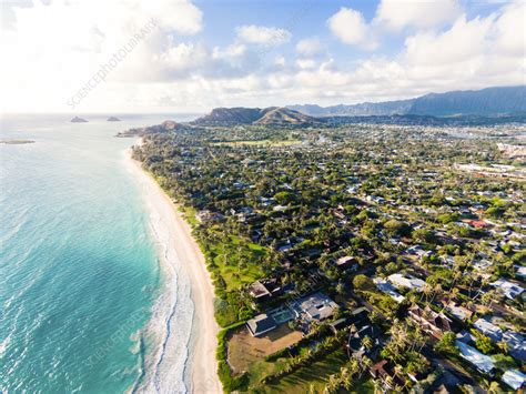 Aerial view of Kailua Beach, Oahu, Hawaii, USA - Stock Image - F040 ...