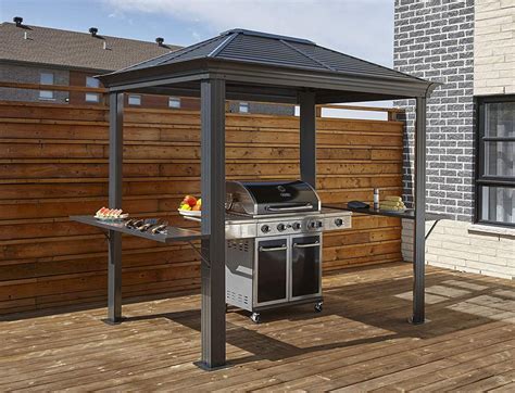 Sojag Mykonos Hardtop Grill Gazebo with Shelving Outdoor Sun Shelter ...