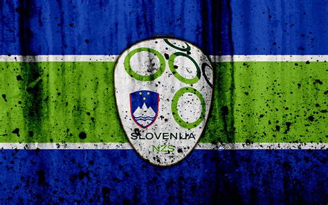 Slovenia national football team logo, grunge, Europe, football, stone ...