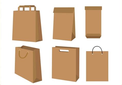 Paper bags collection 3d blank design various types Free vector in ...