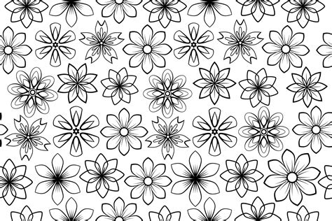 Floral seamless black and white. Flowers and leaves. Repeating ...