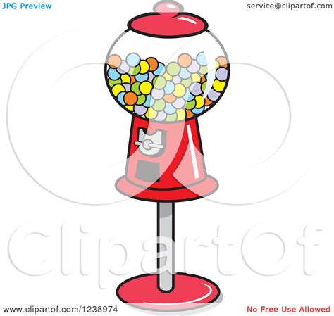 Clipart of a Retro Red Gumball Machine - Royalty Free Vector ...