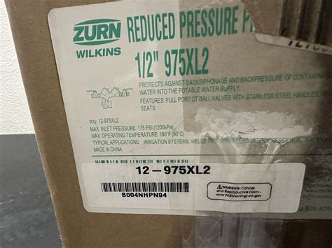 Zurn Wilkins 975XL2 1/2" Reduced Pressure Principle Backflow Preventer ...