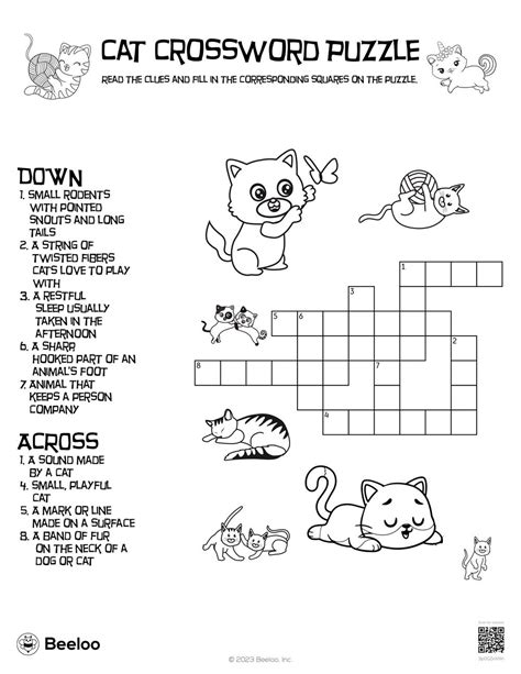 Cat Crossword Puzzle • Beeloo Printable Crafts and Activities for Kids