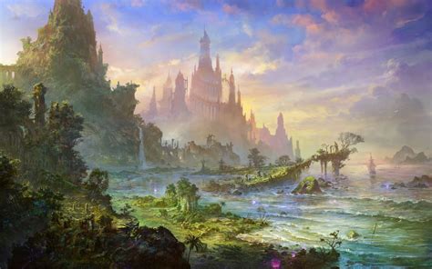 Green Sea Castle Fantasy City, Fantasy Castle, Fantasy Places, Fantasy ...