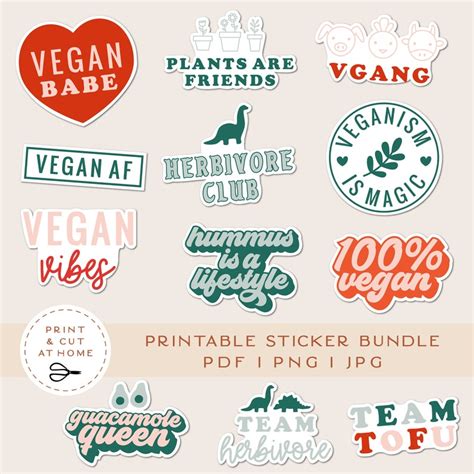 Printable Stickers Bundle Vegan Vinyl Sticker Laptop Decal - Etsy