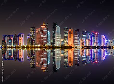 Doha skyline at night, Qatar. Stock Photo | Adobe Stock