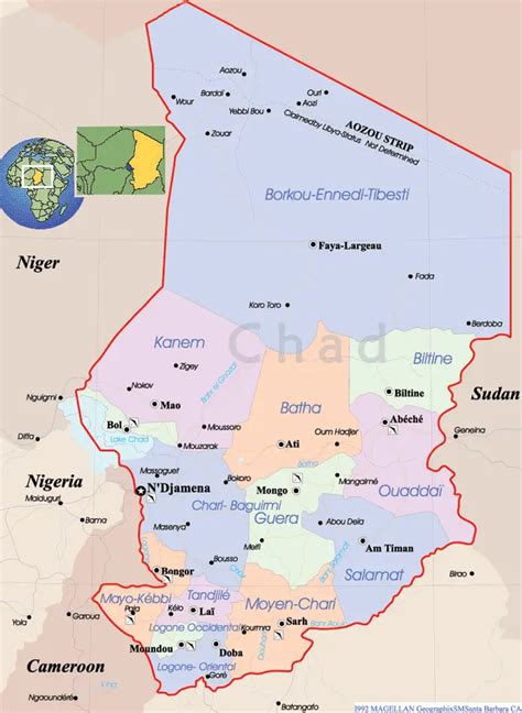 Chad Political Map • Mapsof.net