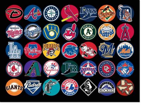 35 logos of the 30 MLB teams (some repeating) | Baseball teams logo ...