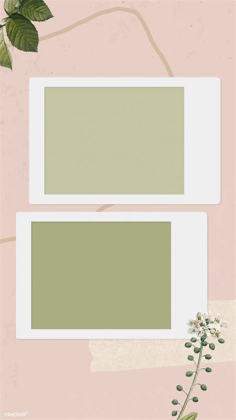 Blank collage photo frame template on pink background vector mobile ...