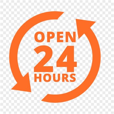 Open 24 Hours Orange Logo Icon Sign Image PNG | Citypng