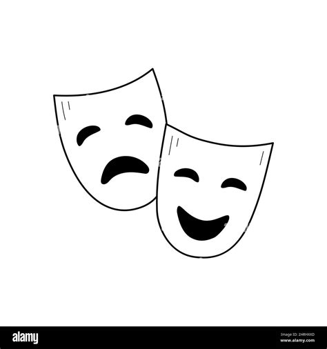 Theater drama mask outline icon. Actor face mask isolated line drawing ...