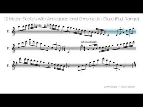 12 Major Scales With Arpeggios And Chromatic - Flute (Full Range) - YouTube