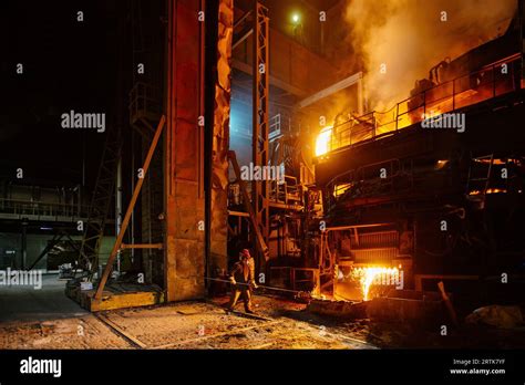 Steel production process in electric blast furnace Stock Photo - Alamy