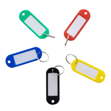 BAZIC Colored Keychain with Writeable Cover, Plastic Key Tag Label ...