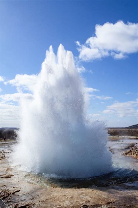 Strokkur Geysir Eruption at the Geysir Geothermal Park in Iceland ...