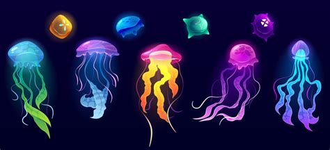 Jellyfish underwater animals, colorful jelly fish 15916910 Vector Art ...