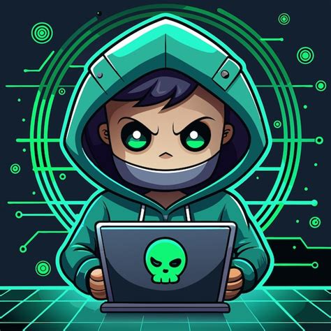 Hacker Operating A Laptop Cartoon Icon Illustration Technology Icon ...