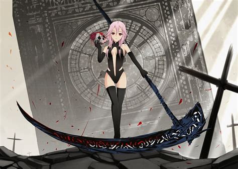 HD wallpaper: Guilty Crown Inori holding scythe\, Anime, one person ...