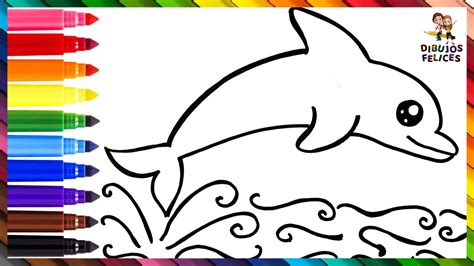 Cómo Dibujar Un Delfín 🐬🌊 Dibuja y Colorea Un Lindo Delfín Arcoiris 🌈 ...