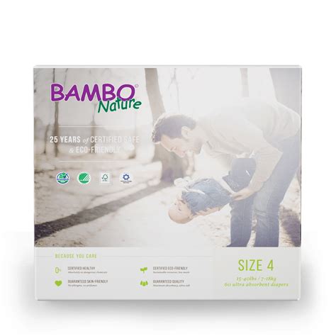 Bambo Nature Baby Diapers Classic, Size 4 (15-40 lbs), 60 Count (2 ...