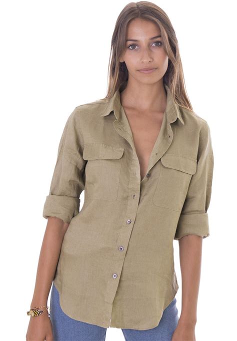 Lete Khaki, Relaxed Linen Shirt with Pockets | Linen shirts women ...