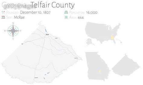 Map of Telfair County in Georgia 이미지 (1311277883) - 게티이미지뱅크