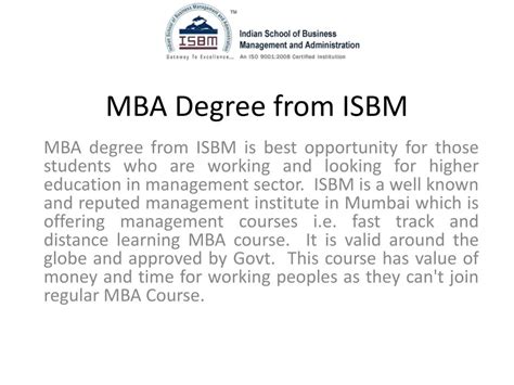 PPT - MBA degree from ISBM PowerPoint Presentation, free download - ID ...