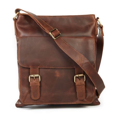 Brown Leather Cross Body Bag Messenger bag