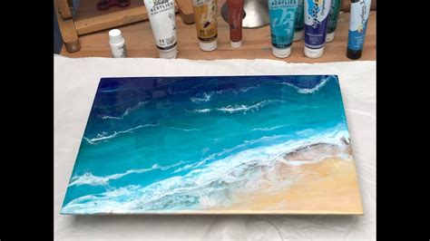 Original epoxy resin and acrylic 3D painting ocean beach art ...