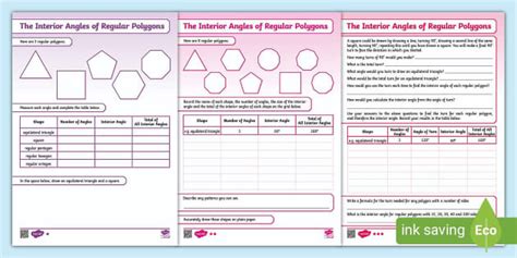 Interior Angles in Polygons Worksheet - Maths Resources