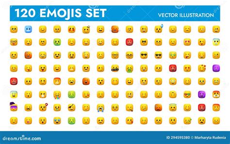 Big Yellow Square Emoji Set Vector Illustration Design. Stock Vector ...