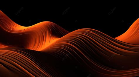 Orange And Black Gradient Background With 3d Rendered Abstract Waves ...