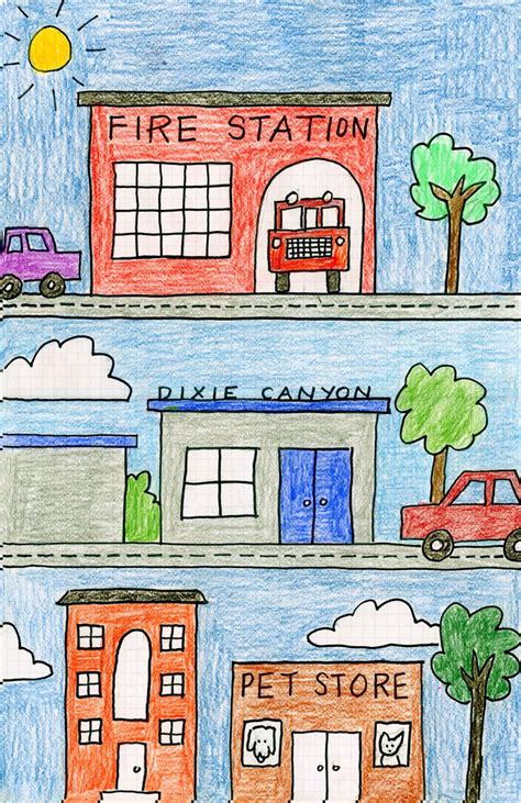 Art Projects for Kids: My Neighborhood Drawing | Homeschool art, Art ...